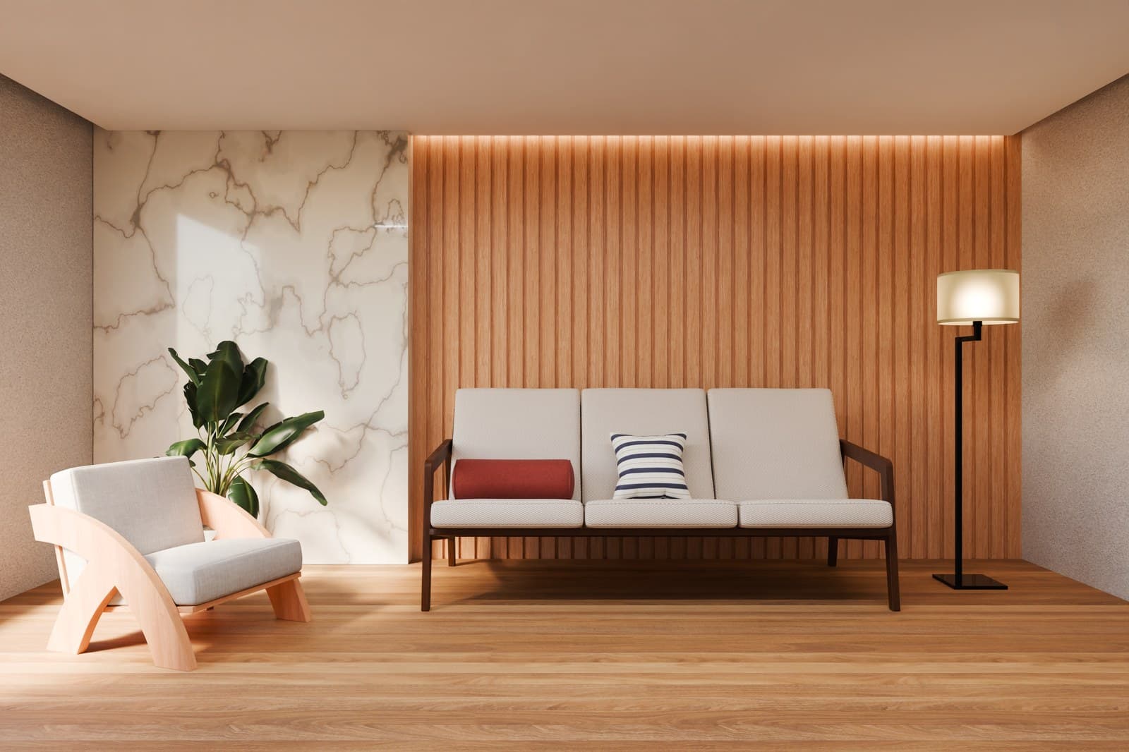 Sala amueblada con sillón y sofá Madima Factory